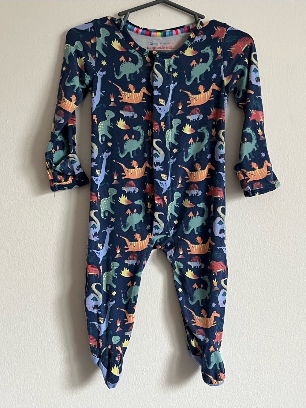 Magnetic Me Navy Dino Print Footed One-Piece size 3-6 months